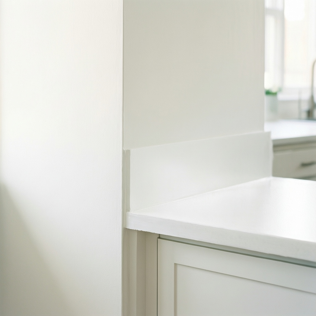 Seamless drywall repair on a hallway wall after water damage